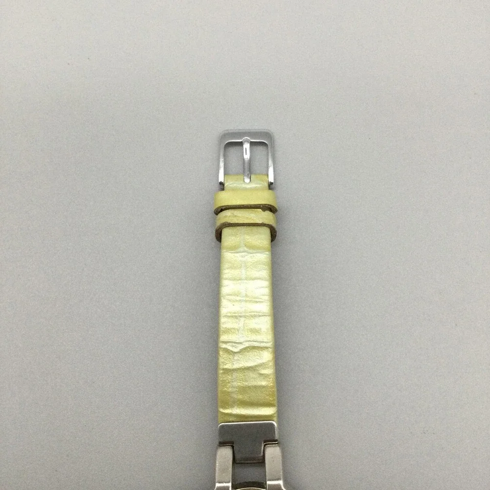 Pulsar Womens Watch 25mm Silver Tone Yellow Leather V400-1090 New Battery